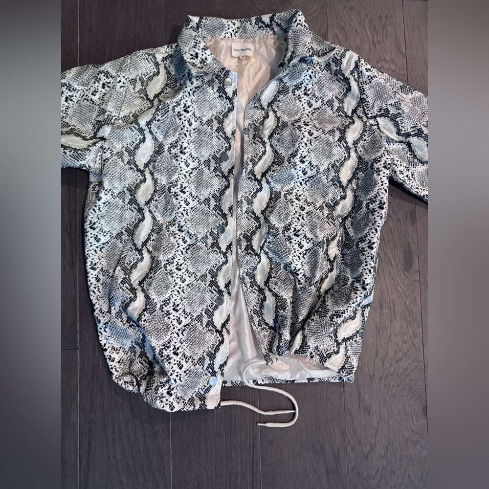 SNAKE SKIN PRINT LEATHER BOMBER
